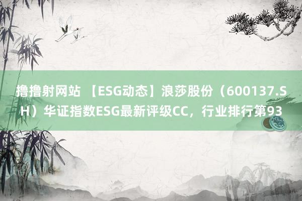 撸撸射网站 【ESG动态】浪莎股份（600137.SH）华证指数ESG最新评级CC，行业排行第93