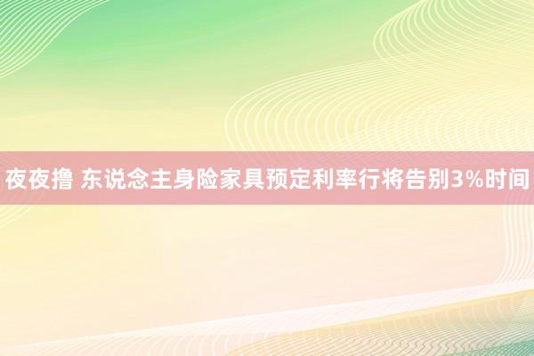 夜夜撸 东说念主身险家具预定利率行将告别3%时间