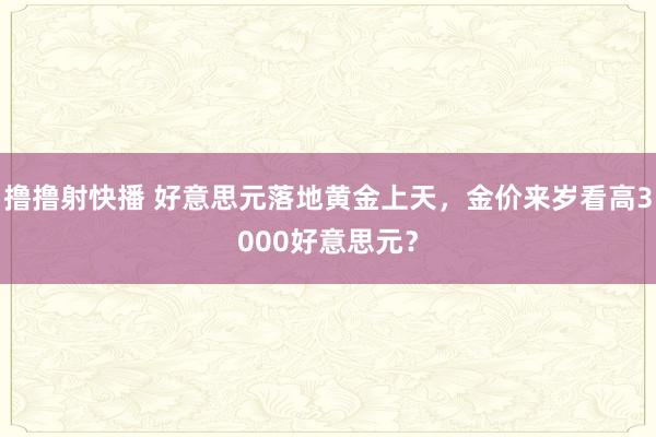 撸撸射快播 好意思元落地黄金上天，金价来岁看高3000好意思元？