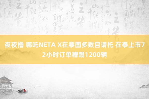 夜夜撸 哪吒NETA X在泰国多数目请托 在泰上市72小时订单糟蹋1200辆