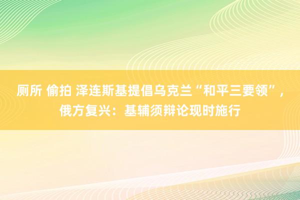 厕所 偷拍 泽连斯基提倡乌克兰“和平三要领”，俄方复兴：基辅须辩论现时施行