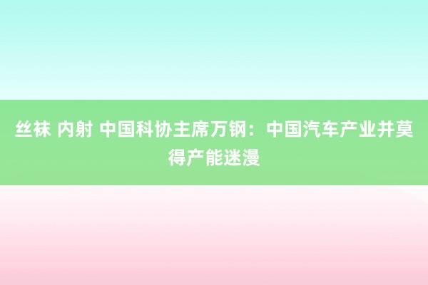 丝袜 内射 中国科协主席万钢：中国汽车产业并莫得产能迷漫