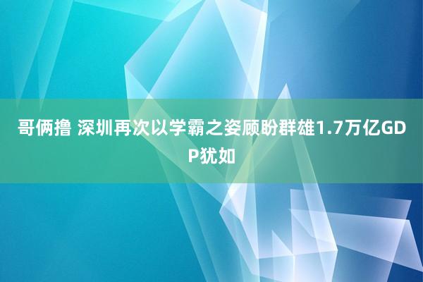 哥俩撸 深圳再次以学霸之姿顾盼群雄1.7万亿GDP犹如