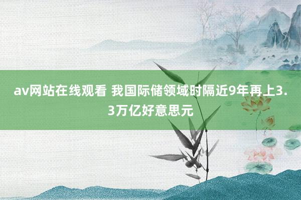 av网站在线观看 我国际储领域时隔近9年再上3.3万亿好意思元