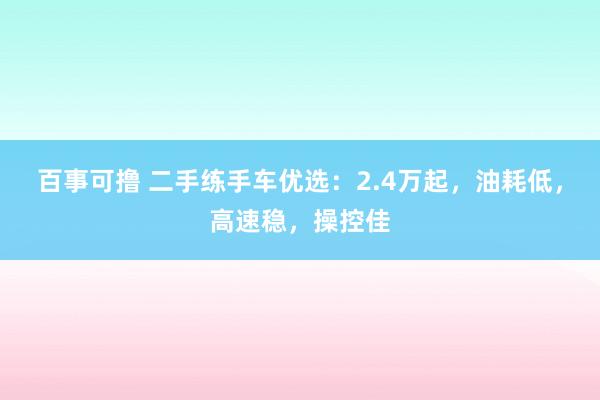 百事可撸 二手练手车优选：2.4万起，油耗低，高速稳，操控佳