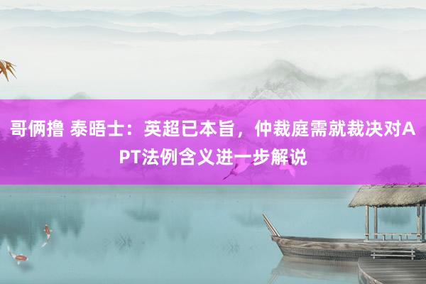 哥俩撸 泰晤士：英超已本旨，仲裁庭需就裁决对APT法例含义进一步解说