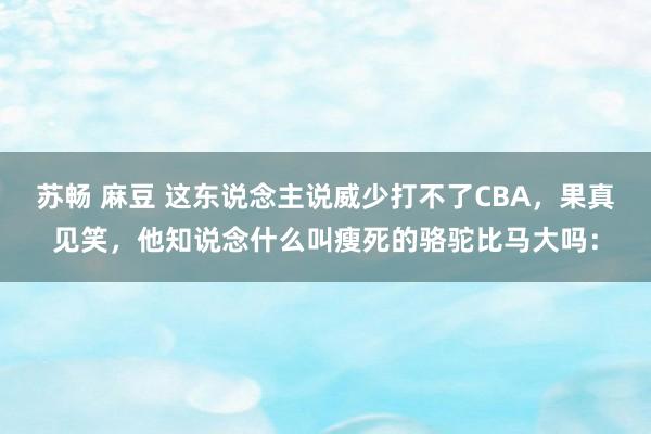 苏畅 麻豆 这东说念主说威少打不了CBA，果真见笑，他知说念什么叫瘦死的骆驼比马大吗：