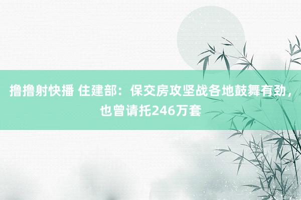 撸撸射快播 住建部：保交房攻坚战各地鼓舞有劲，也曾请托246万套