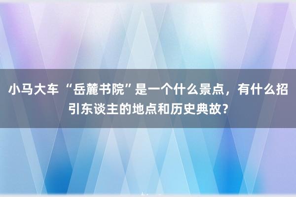 小马大车 “岳麓书院”是一个什么景点，有什么招引东谈主的地点和历史典故？