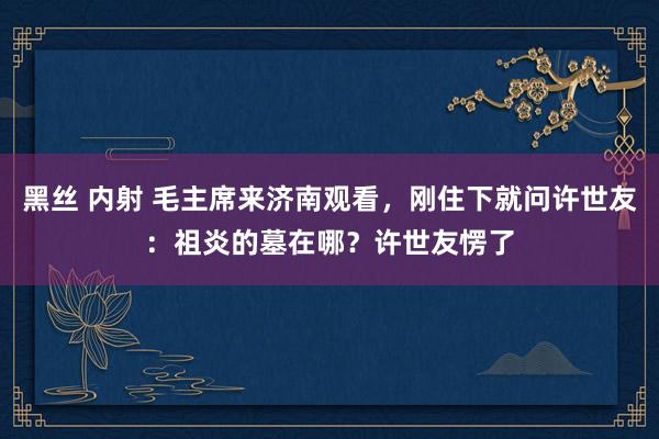 黑丝 内射 毛主席来济南观看，刚住下就问许世友：祖炎的墓在哪？许世友愣了