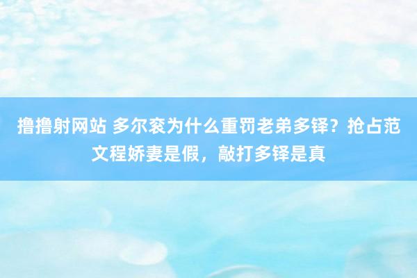 撸撸射网站 多尔衮为什么重罚老弟多铎？抢占范文程娇妻是假，敲打多铎是真