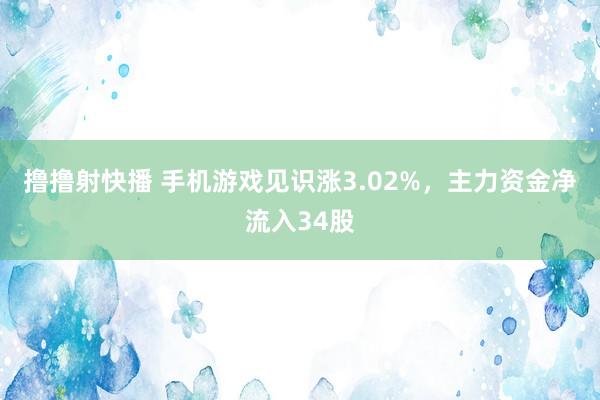 撸撸射快播 手机游戏见识涨3.02%，主力资金净流入34股