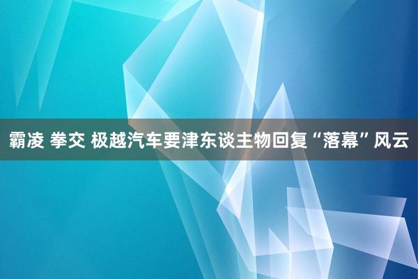 霸凌 拳交 极越汽车要津东谈主物回复“落幕”风云