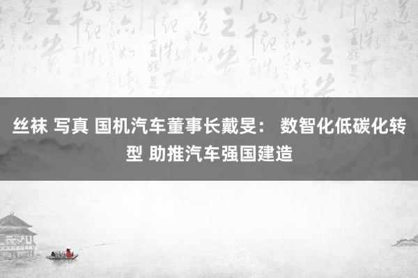 丝袜 写真 国机汽车董事长戴旻： 数智化低碳化转型 助推汽车强国建造