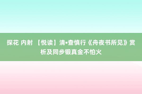 探花 内射 【悦读】清•查慎行《舟夜书所见》赏析及同步锻真金不怕火