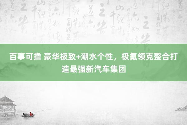 百事可撸 豪华极致+潮水个性，极氪领克整合打造最强新汽车集团