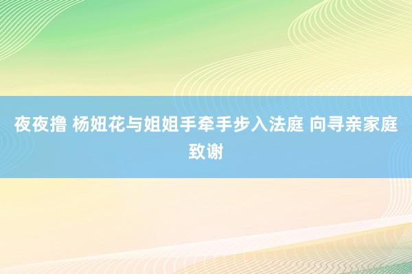 夜夜撸 杨妞花与姐姐手牵手步入法庭 向寻亲家庭致谢