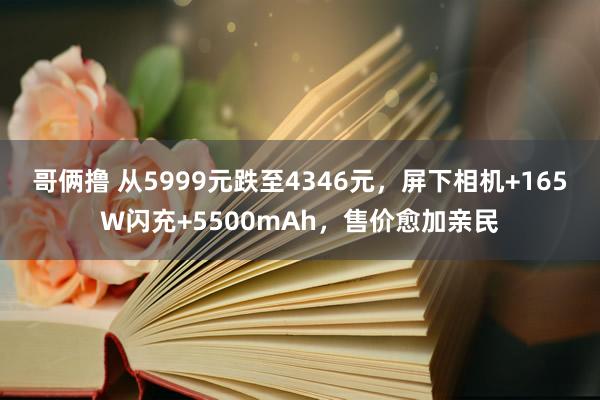 哥俩撸 从5999元跌至4346元，屏下相机+165W闪充+5500mAh，售价愈加亲民