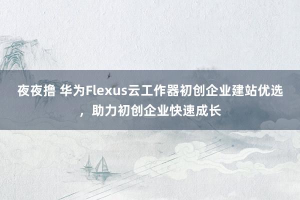 夜夜撸 华为Flexus云工作器初创企业建站优选，助力初创企业快速成长