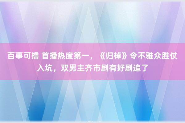 百事可撸 首播热度第一，《归棹》令不雅众胜仗入坑，双男主齐市剧有好剧追了