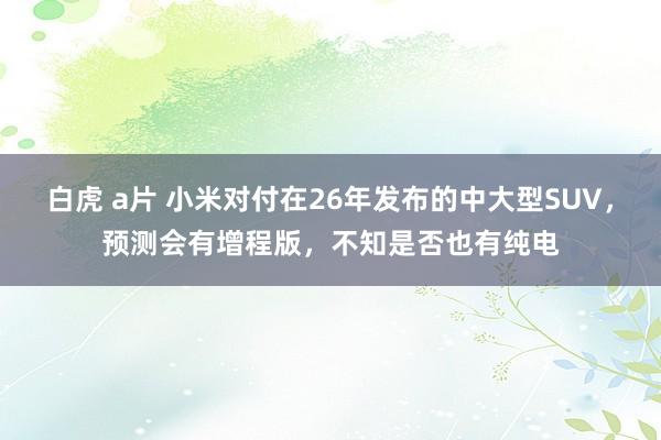 白虎 a片 小米对付在26年发布的中大型SUV，预测会有增程版，不知是否也有纯电