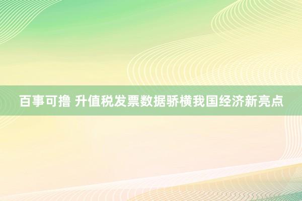 百事可撸 升值税发票数据骄横我国经济新亮点