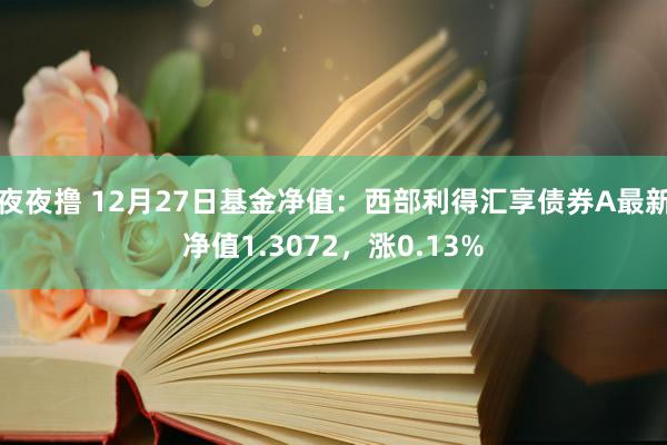 夜夜撸 12月27日基金净值：西部利得汇享债券A最新净值1.3072，涨0.13%