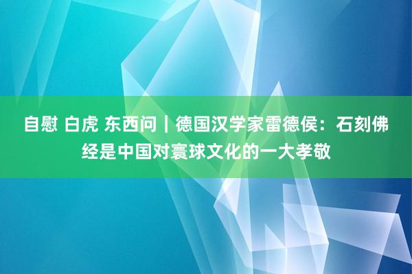 自慰 白虎 东西问｜德国汉学家雷德侯：石刻佛经是中国对寰球文化的一大孝敬