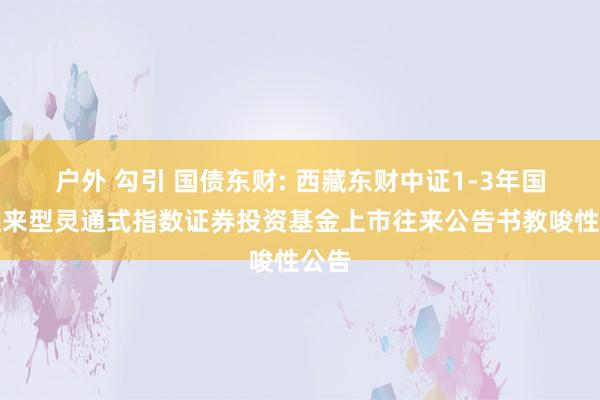 户外 勾引 国债东财: 西藏东财中证1-3年国债往来型灵通式指数证券投资基金上市往来公告书教唆性公告