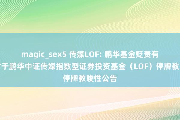 magic_sex5 传媒LOF: 鹏华基金贬责有限公司对于鹏华中证传媒指数型证券投资基金（LOF）停牌教唆性公告