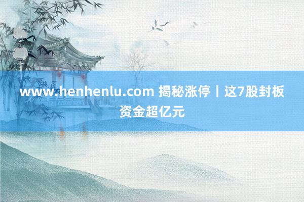 www.henhenlu.com 揭秘涨停丨这7股封板资金超亿元