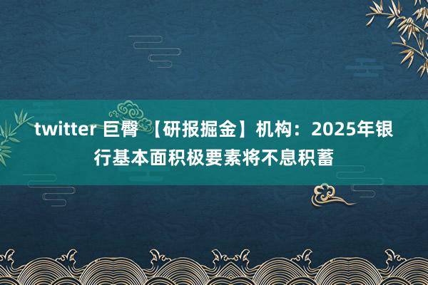 twitter 巨臀 【研报掘金】机构：2025年银行基本面积极要素将不息积蓄