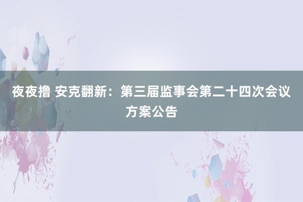 夜夜撸 安克翻新：第三届监事会第二十四次会议方案公告