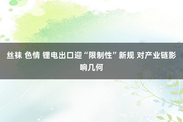 丝袜 色情 锂电出口迎“限制性”新规 对产业链影响几何