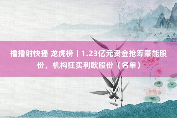 撸撸射快播 龙虎榜丨1.23亿元资金抢筹豪能股份，机构狂买利欧股份（名单）