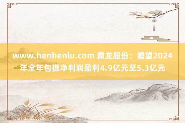 www.henhenlu.com 鼎龙股份：瞻望2024年全年包摄净利润盈利4.9亿元至5.3亿元